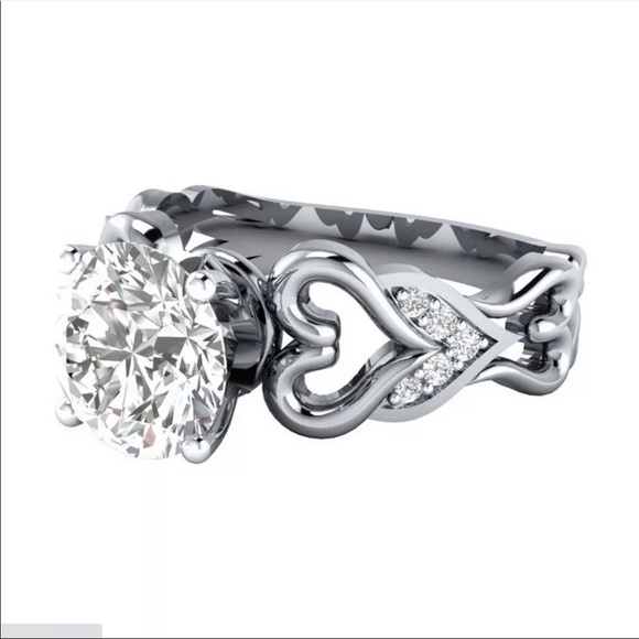 New 925 Silver Diamond Women’s Engagement Ring - Picture 3 of 3